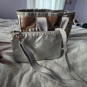 Lesportsac structured east west tote crossbody with pouch opal mist